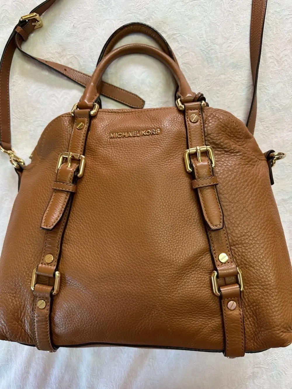 MICHAEL KORS Bedford Satchel Bag Crossbody Bowler Brown